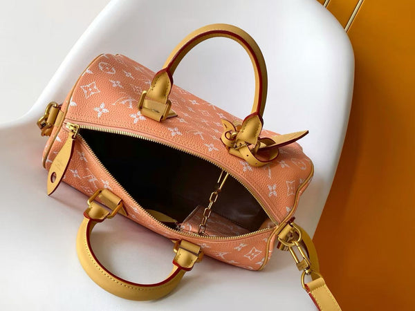 Speedy P9 Bandoulière 40 Handbag Orange White Cowhide