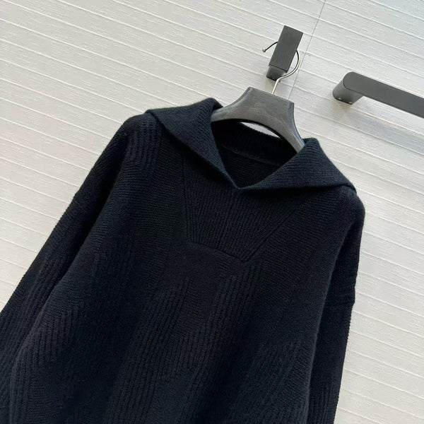 HM 25 Black Cashmere Jacquard Sweater 02657