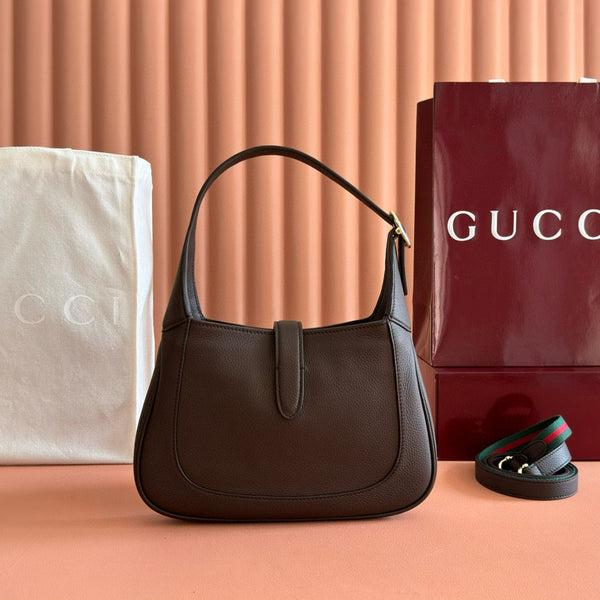 Gucci 25 Jackie Bag Dark Brown Grain Leather