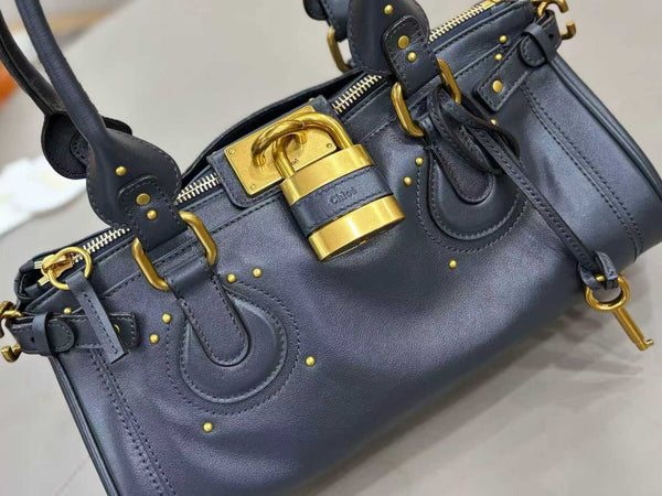Chloe 2025 Paddington Bag Black Grained Leather.