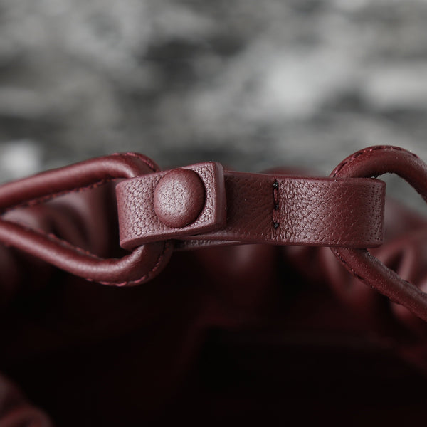 Bottega Veneta 2025 Small Dustbag Burgundy Calf Leather