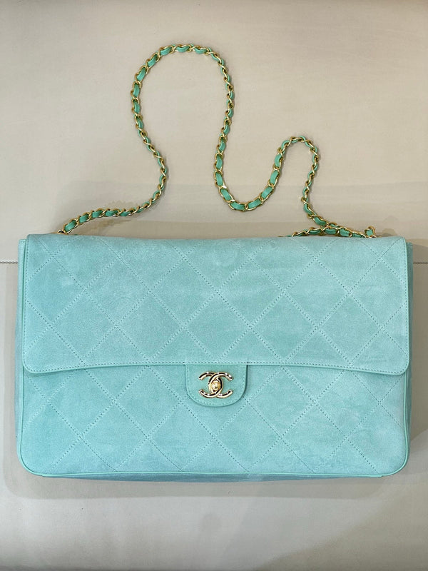 CC 26s Maxi Souplissimo Flap Bag Mint Green Suede