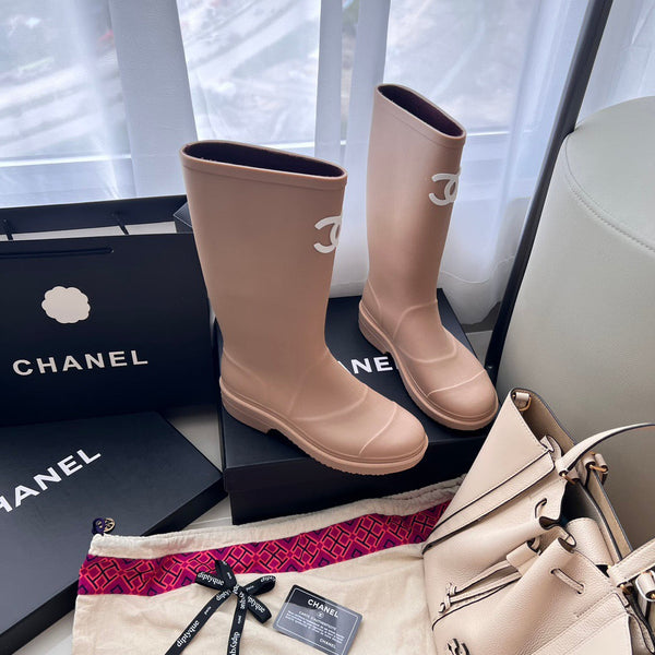 CC RAIN BOOTS BEIGE TPU MID - TOP WITH WHITE LOGO
