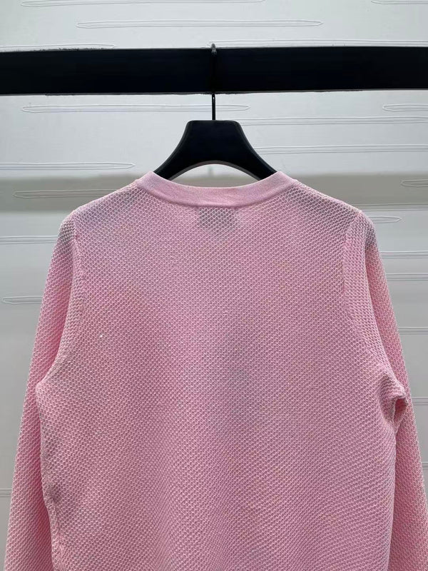 Chanel 2026 Sequined Crew Neck Knit Cardigan Silk Wool