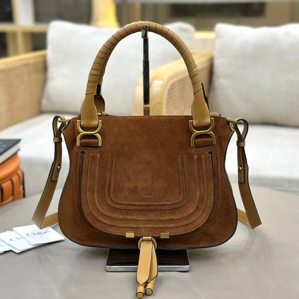 Chloe Marcie Bag 30cm Brown Suede