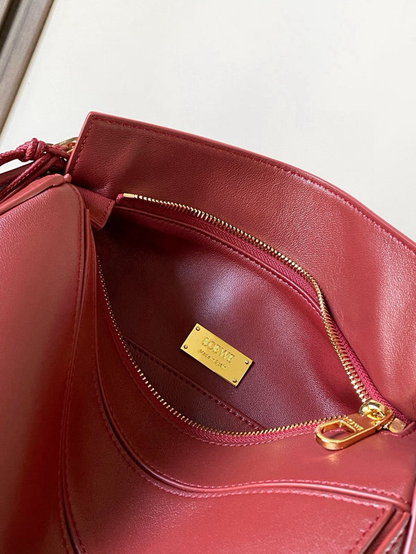 Loe Featherlight Puzzle Bag 24cm In Burgundy Nappa Calfskin
