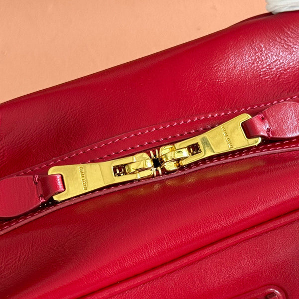 Miu Medium Top-Handle Bag 28cm Red Cowhide