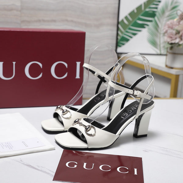 GG Signora Sandals 7.5cm White Silver in Cowhide