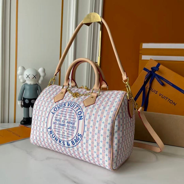LV Speedy Bandoulière Bag 30 Beige Pink in Cowhide