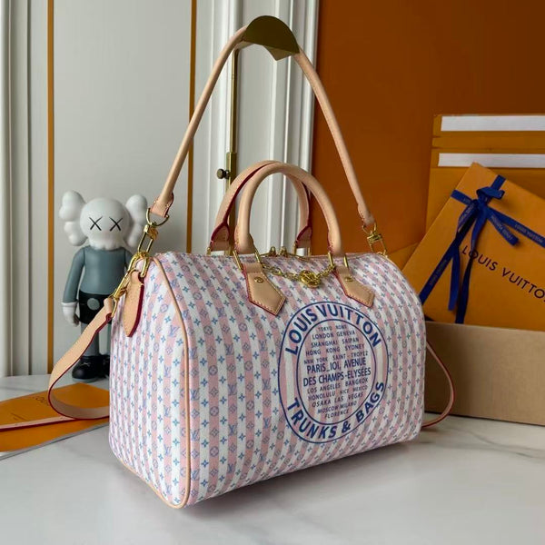 LV Speedy Bandoulière Bag 30 Beige Pink in Cowhide