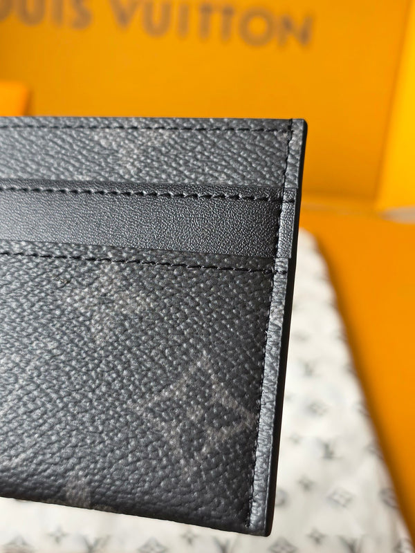 BLLV Double Card Holder Wallet 11cm Black Monogram Eclipse Coated Canvas