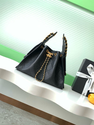 CC 25C Hobo Bag 30cm Black Grained Calfskin