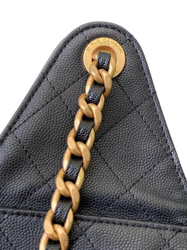 CC 25C Hobo Bag 30cm Black Grained Calfskin
