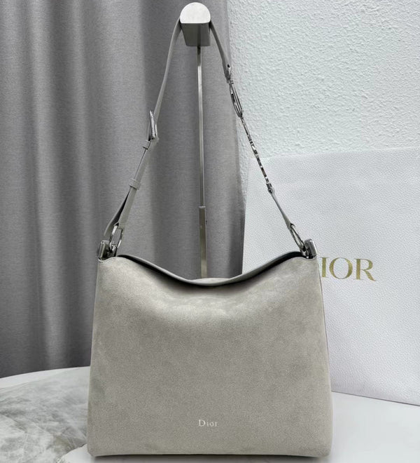 CD Diorly Shoulder Bag 31.5cm  Gris Pietro Suede Leather 158564