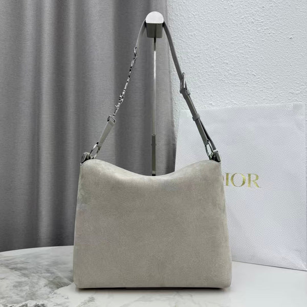 CD Diorly Shoulder Bag 31.5cm  Gris Pietro Suede Leather 158564