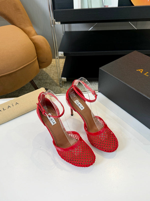 Alai Mesh Pumps 10.5cm Red Mesh & Patent Leather