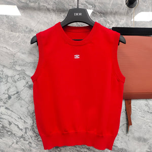 CE Sleeveless Knit Top Red Wool