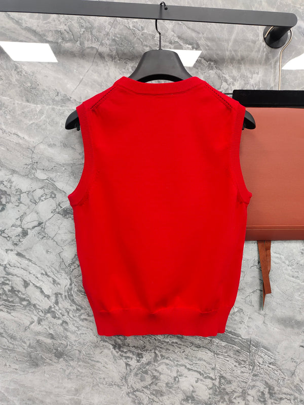 CE Sleeveless Knit Top Red Wool