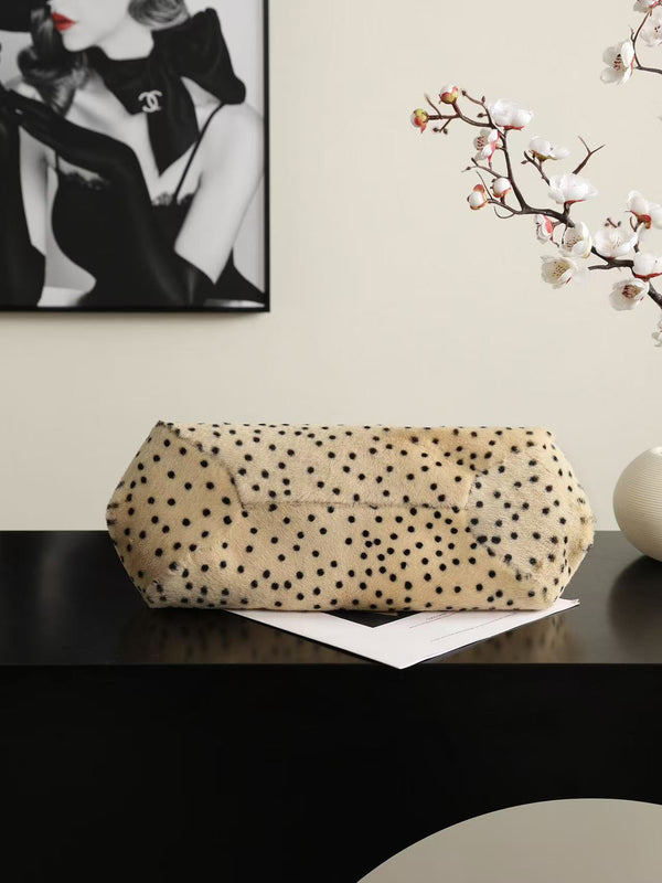CC 26A Handbag 36CM Dalmatian Print Ivory Black Shearling Leather