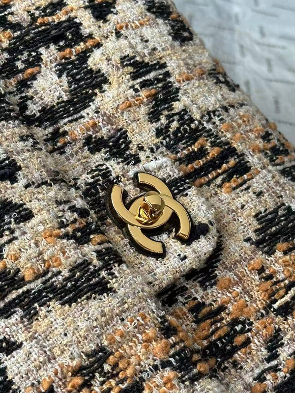CC Bag 32cm Leopard Print Grosgrain Tweed