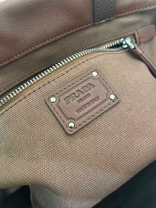 Prada Route Shopping Bag Brown Leather