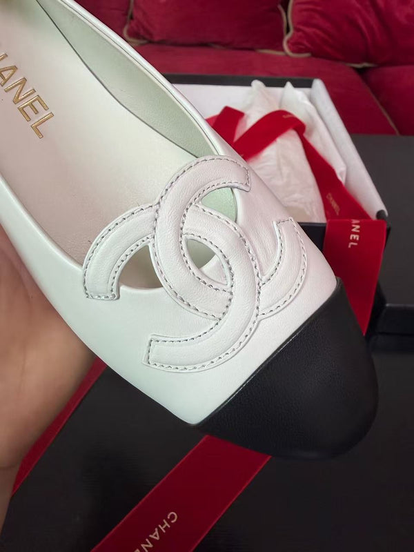 CC Moccasins Logo White Black Leather