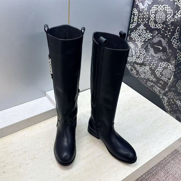 CD Riding Boots CD Buckle Black Leather