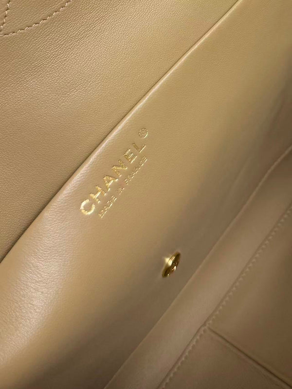Chanel Maxi Flap Bag 38.5cm Beige Suede Leather
