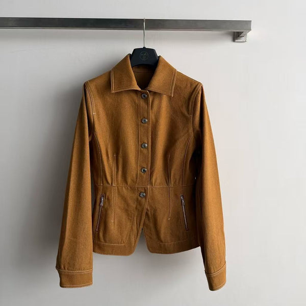 HM  Fitted Jacket Caramel Cotton