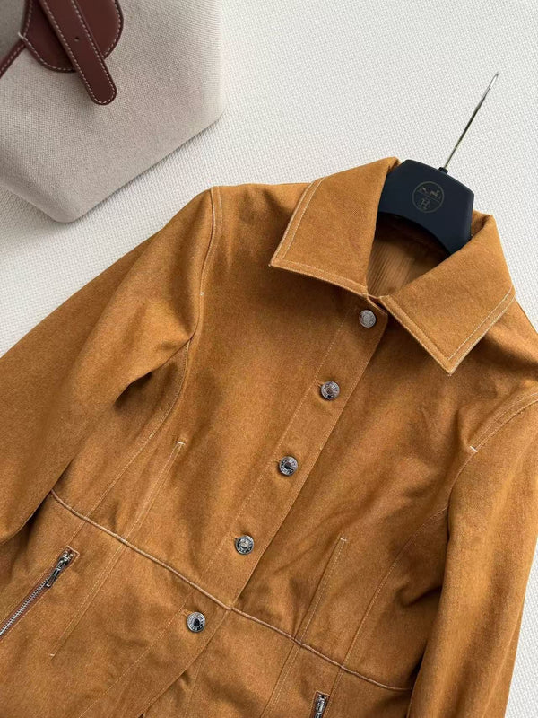 HM  Fitted Jacket Caramel Cotton