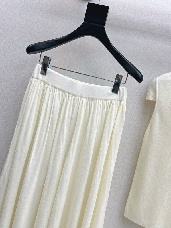 HM Belted Cowl-Neck Knit Set Ivory Wool