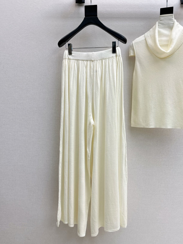 HM Belted Cowl-Neck Knit Set Ivory Wool