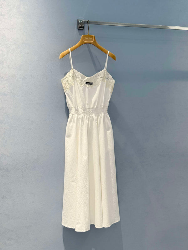 Miu Eyelet Lace Mini Dress White Cotton