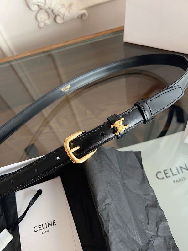 CL MINI 18 MM  VIVIENNE BELT IN BLACK CALFSKIN GOLD HARDWARE