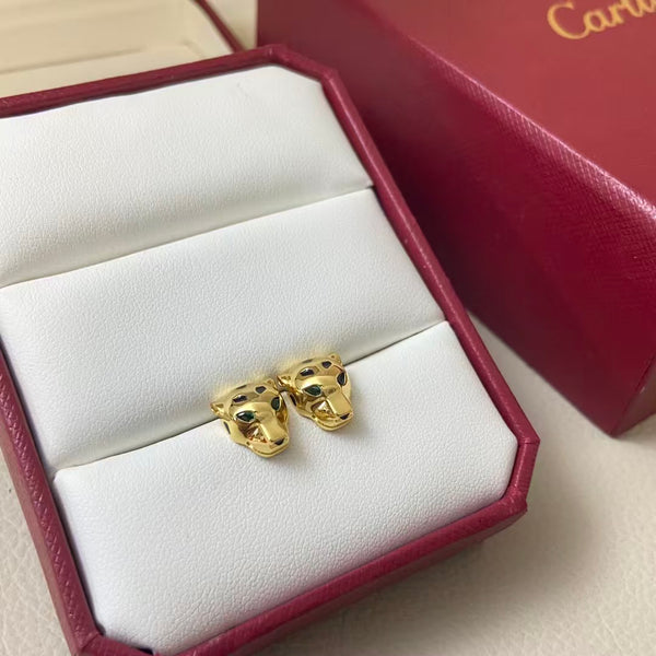 Cartier Green Tsavorite Eye Stud Earrings