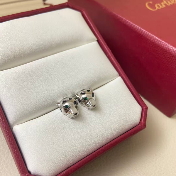 Cartier Green Tsavorite Eye Stud Earrings
