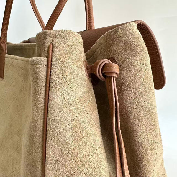 CC Métiers d’Art Shopping Bag 42cm Camel Brown Suede Grained Calfskin