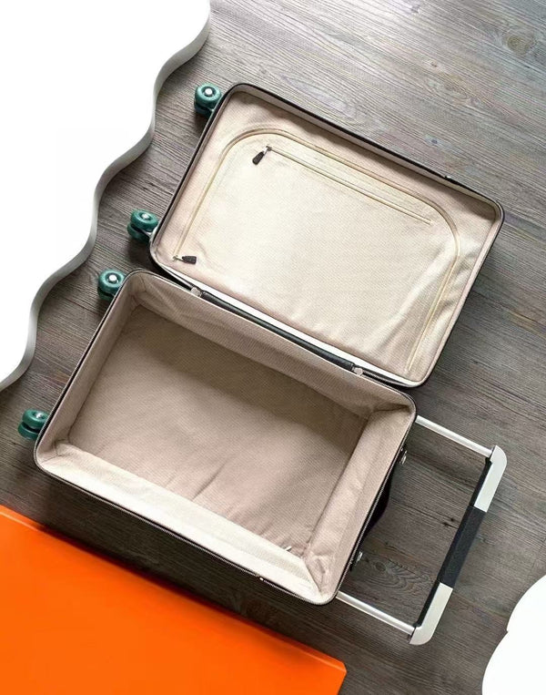 HM R.M.S Cabine Surfer Rolling Suitcase Black Multicolor Canvas Leather