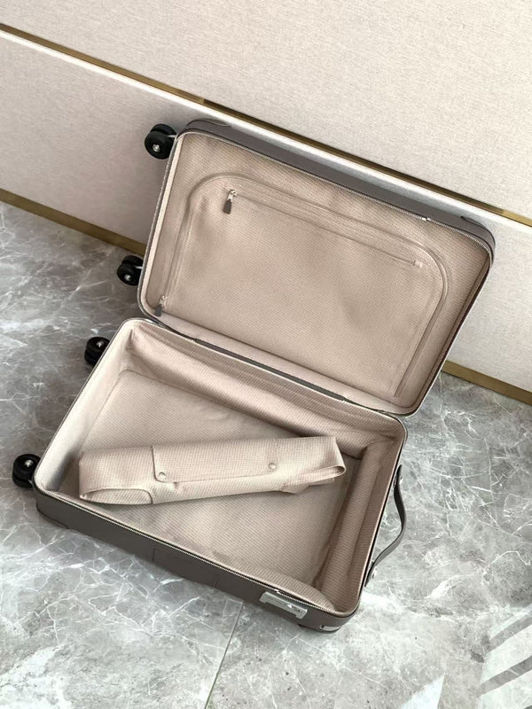 HM R.M.S Cargo Cabin Rolling Suitcase Grey Canvas Leather