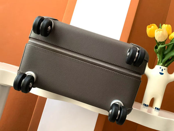 HM R.M.S Cargo Cabin Rolling Suitcase Grey Canvas Leather