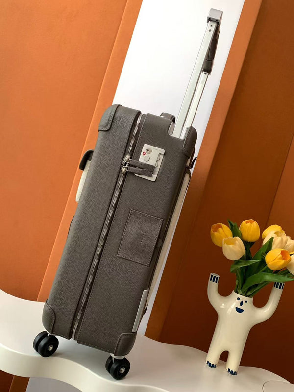 HM R.M.S Cargo Cabin Rolling Suitcase Grey Canvas Leather