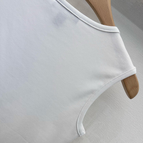 BLLV Ruffle Hem Tank Top in  White Cotton
