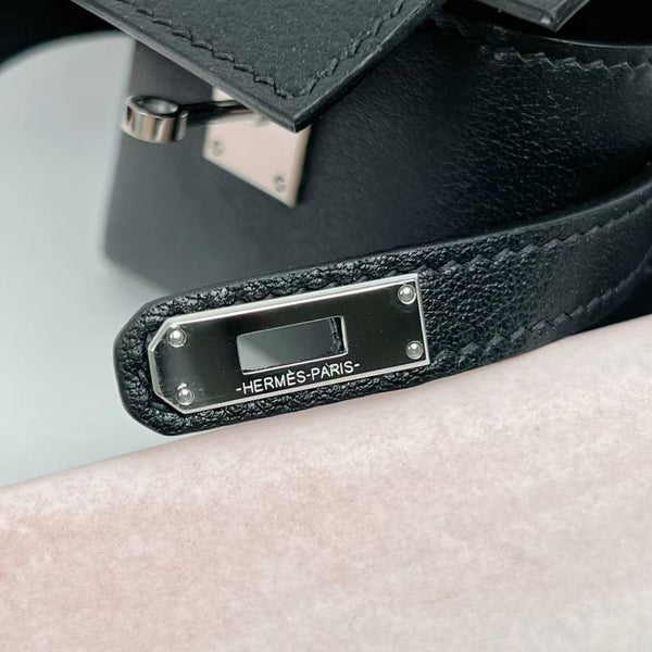 HM Kelly Festival Bag Charm in Noir Swift Calfskin SHW