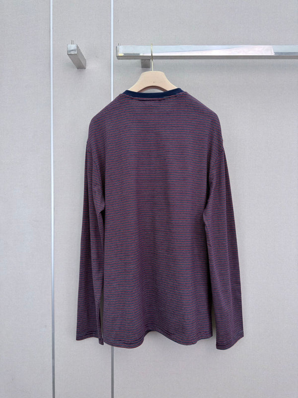 Miumiu Jersey Striped Shirt in Burgundy Cotton