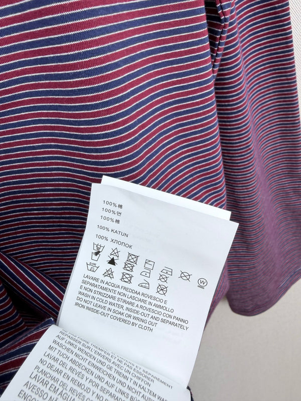 Miumiu Jersey Striped Shirt in Burgundy Cotton