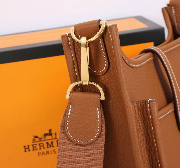 Hermes Mini Evelyne 23cm Brown Togo Leather Gold Hardware