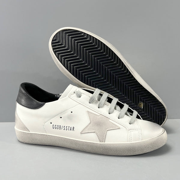 Golden Goose Super-Star White Leather with Black Heel Tab