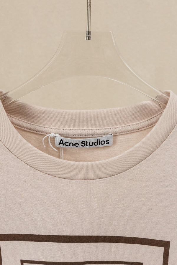 Acne Layered Graphic T-Shirt Warm Beige Cotton