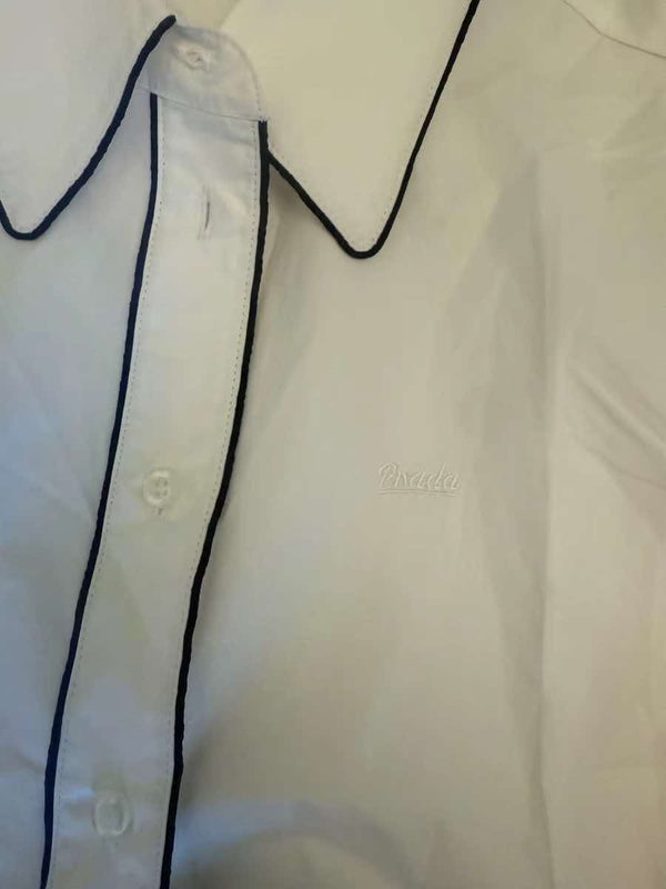 Prad Short-Sleeved Poplin Shirt White Cotton