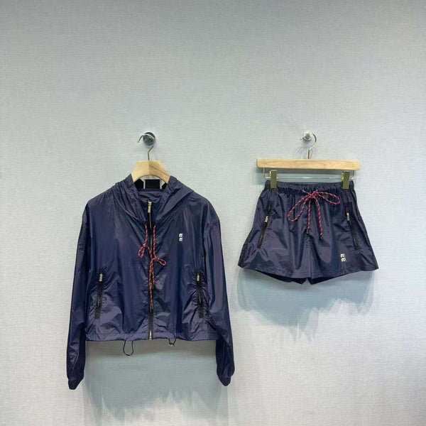 Miu Blouson Set Navy Blue Technical Fabric